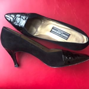Stewart Weitzman suede & croc heels